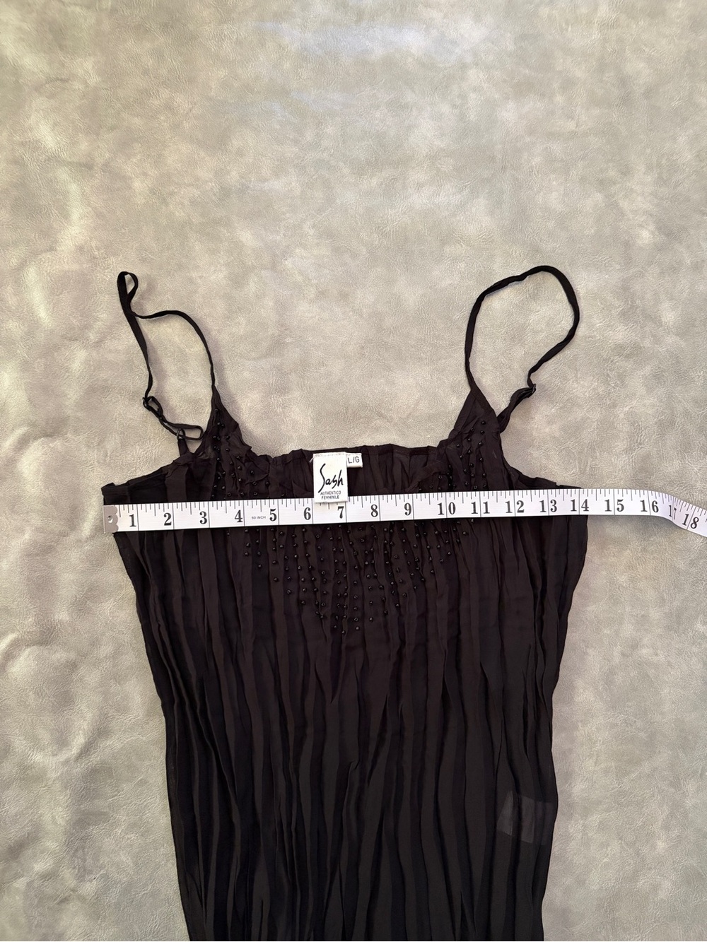 Y2K Black Sheer Beaded Micro Pleated Cami Fairy Grunge Whimsigoth - Picture 7 of 9